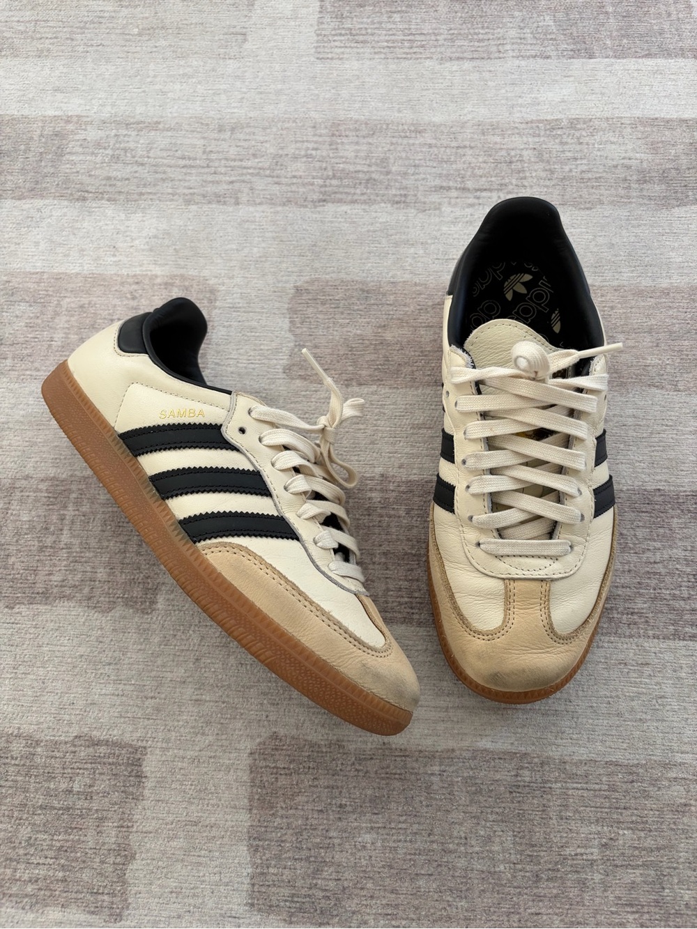 adidas Samba Cream and Black Women’s Sneakers with Gum Sole